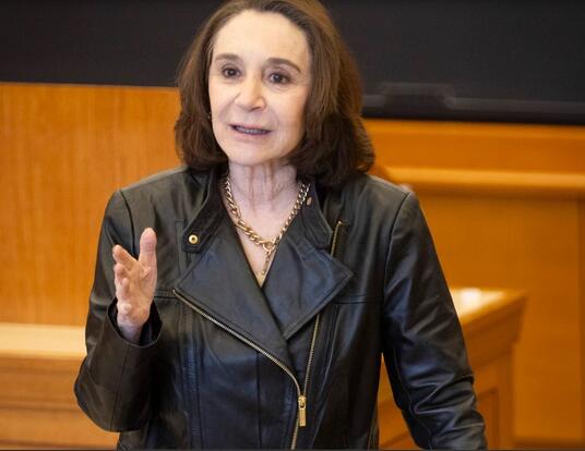 Photo of MIT sociologist Sherry Turkle wearing a black leather jacket